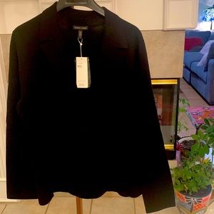 NWT EILEEN FISHER MERINO WOOL INTERLOCK JACKET SZ.L BLACK